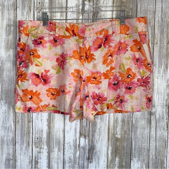 Loft Watercolor Floral Linen Blend Shorts - Picture 2 of 8